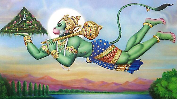 Hanuman Chalisa | Lord Hanuman carrying the Dronagiri Mountain to bring the herb Sanjivani to save the life of Lakshman ji