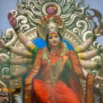 Idol of Goddess Durga being prepared for Navratri celebrations