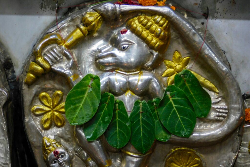 Statue of Lord Hanuman in a temple shrine in Mumbai, India
