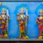 Temple murtis of Lord Rama with Sita and Lakshmana, the Rama Darbar group, at a Hindu temple in Mumbai